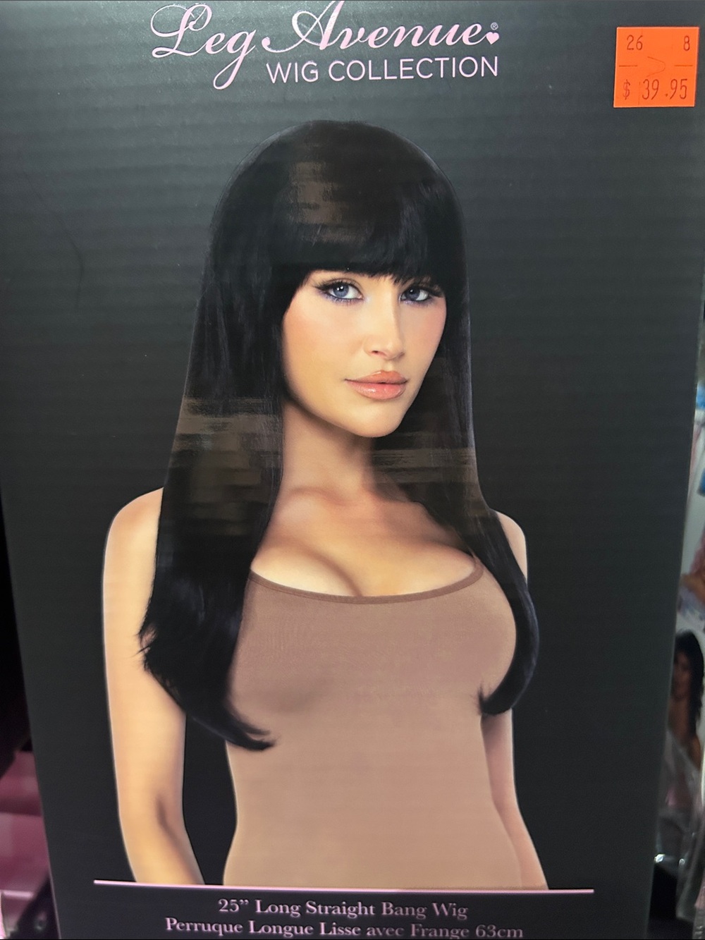 Black Long Straight Wig with Bangs